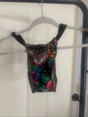 Paisley Floral Smocked Black Camisole